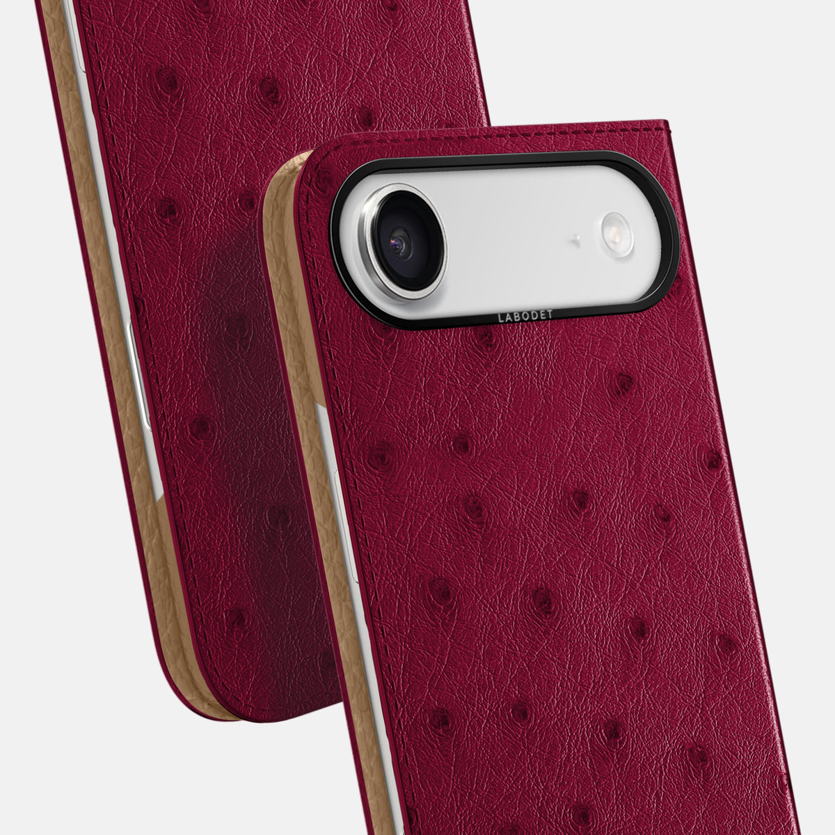 Folio Case For iPhone 17 Air In Ostrich -5 | Bordeaux-Black