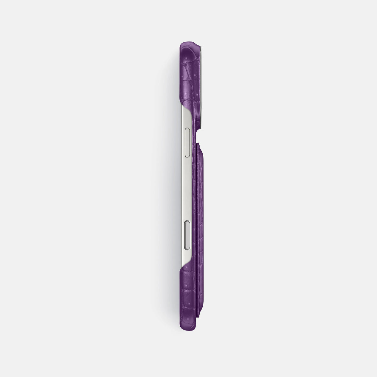 Double Card Case For iPhone 17 Pro Max In Porosus Crocodile -3 | Purple-Steel