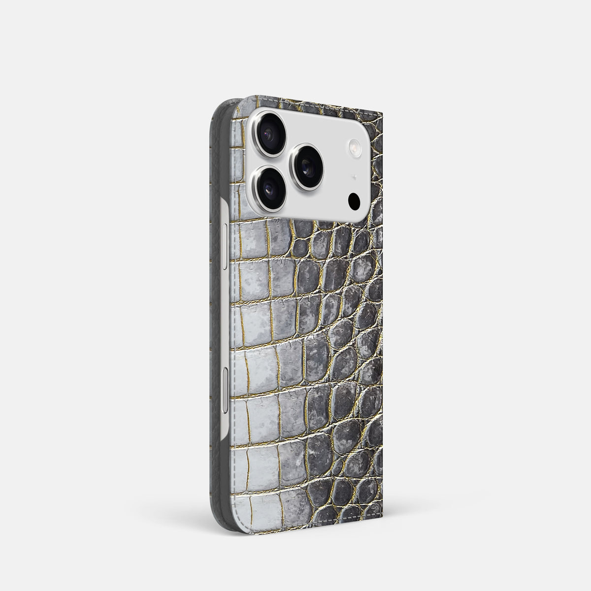 Folio Slim Case For iPhone 17 Pro In Himalayan Crocodile -1 | Gold