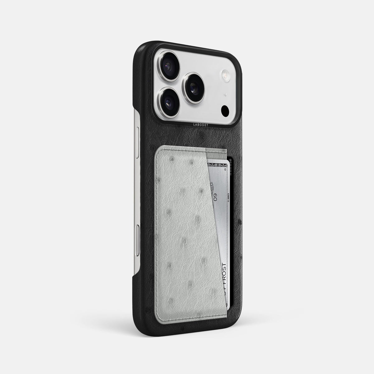 Double Card Case Coloré For iPhone 18 Pro Max In Ostrich -2 | Black-Black