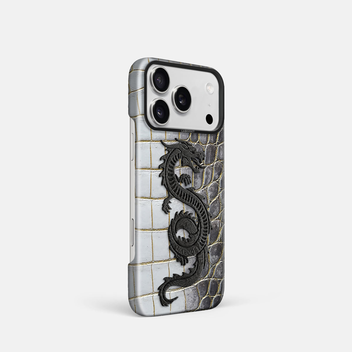Classic Case With Carbon Dragon For iPhone 17 Pro In Himalayan Crocodile -2 | Gold-Black