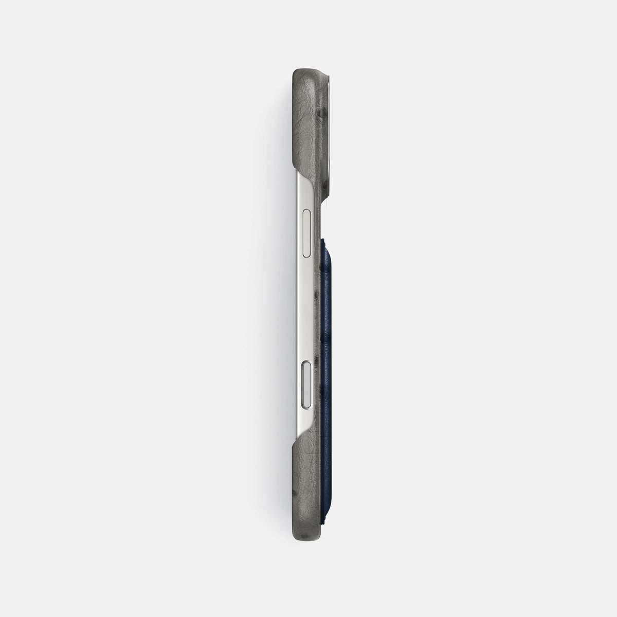 Double Card Case Coloré For iPhone 18 Pro Max In Ostrich -3 | Grey-Steel