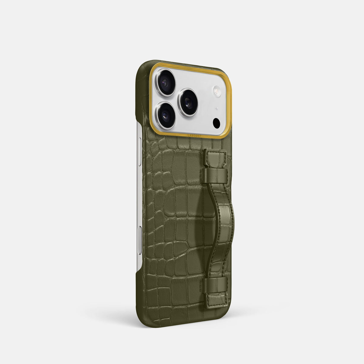 Handle Case For iPhone 18 Pro In Alligator -2 | Kaki-Green-Gold