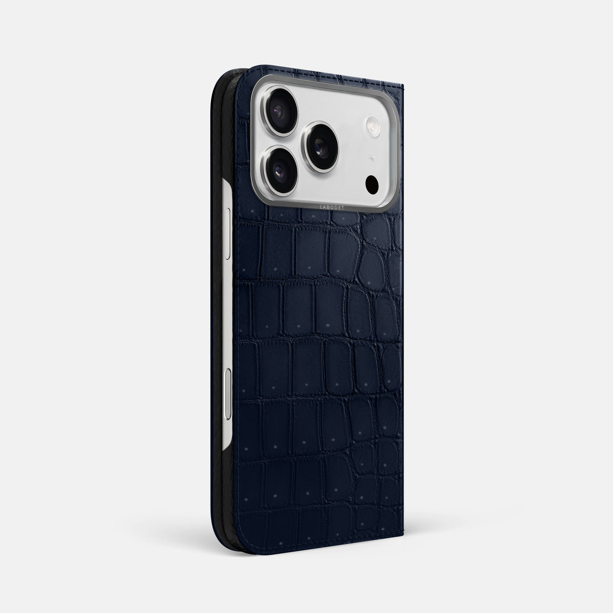 Folio Case For iPhone 17 Pro Max In Porosus Crocodile -1 | Deep-Blue-Sea-Steel