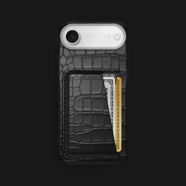 Double Card Case Edition Black For iPhone 17 Air In Alligator