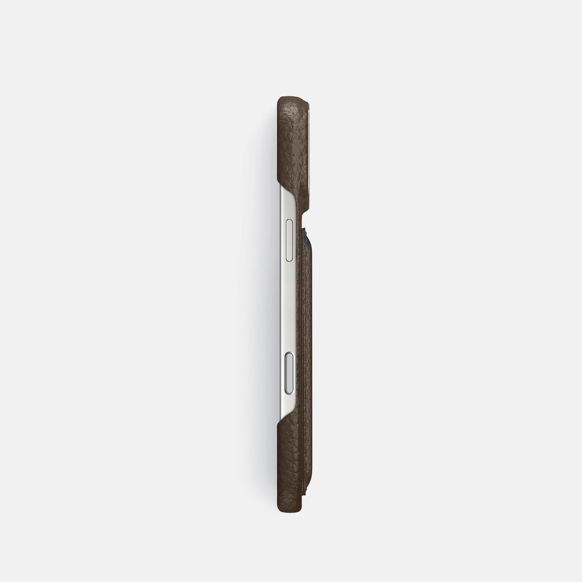 Double Card Case For iPhone 18 Pro In Calf -3 | Dark-Brown-Steel