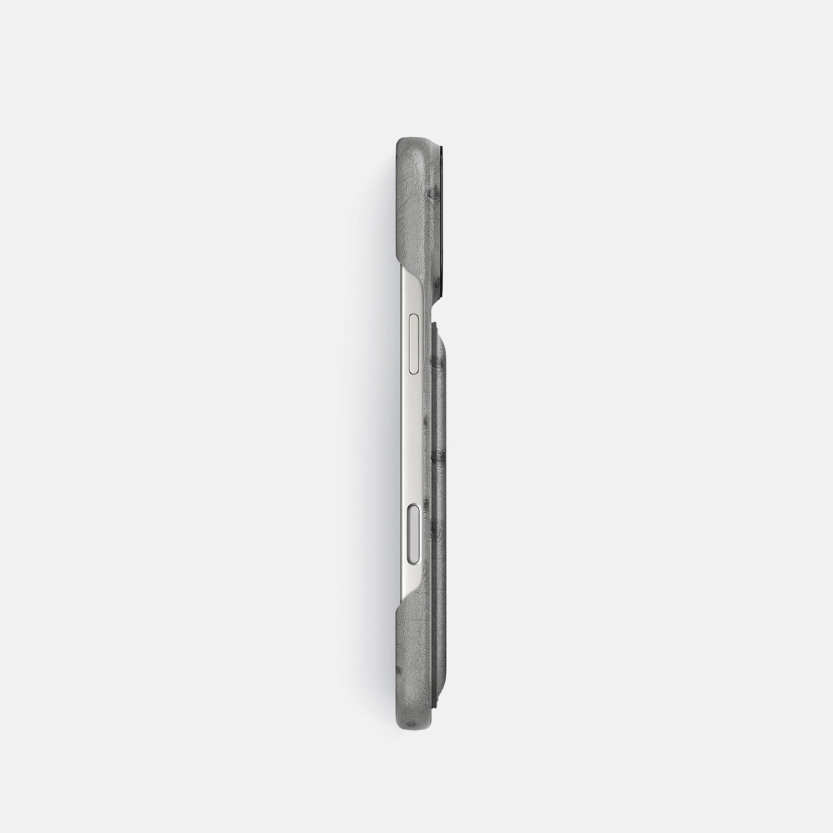 Double Card Case For iPhone 18 Pro In Ostrich -3 | Silver-Black