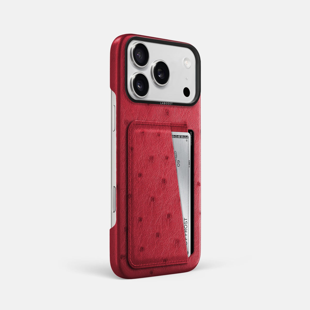 Double Card Case For iPhone 18 Pro Max In Ostrich -2 | Red-Black