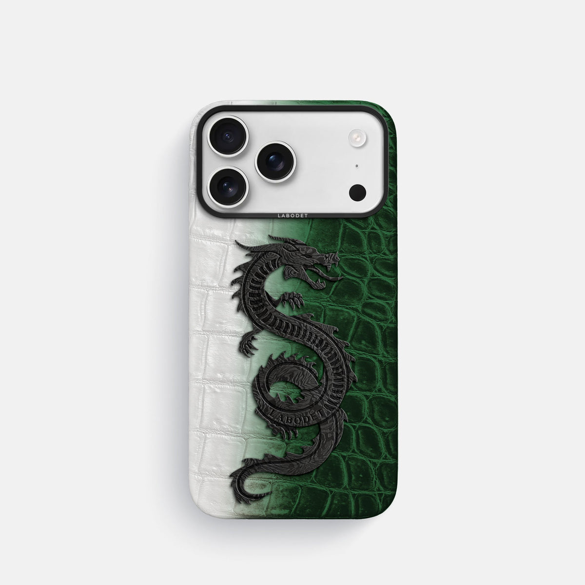 Classic Case With Carbon Dragon For iPhone 18 Pro In Himalayan Crocodile -1 | Green-Black