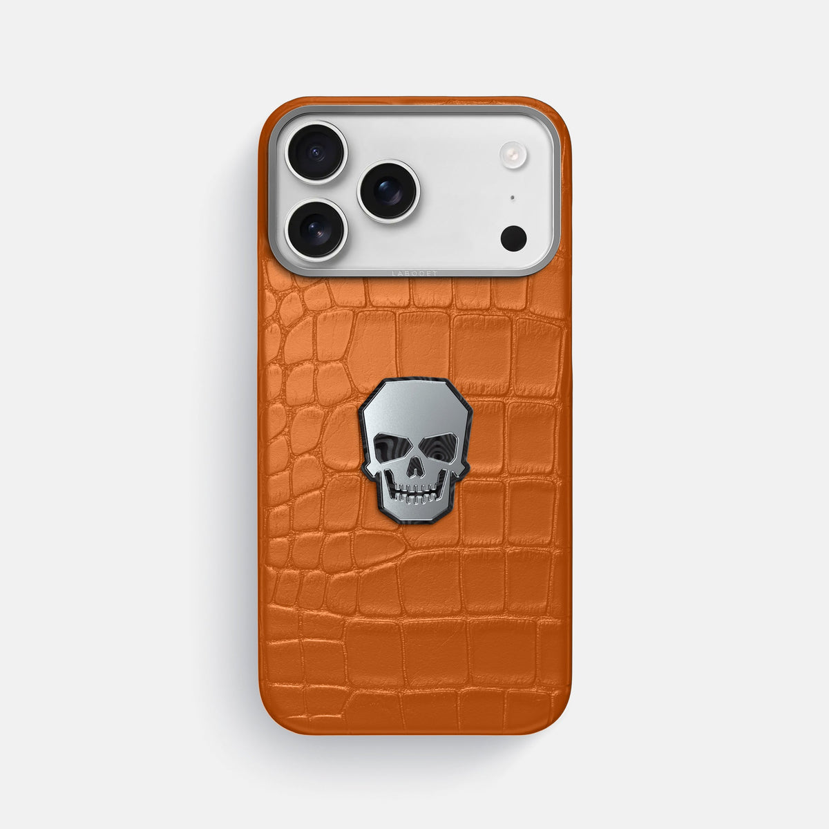 Classic Case With Titanium Skull For iPhone 18 Pro Max In Alligator -1 | Orange-Steel