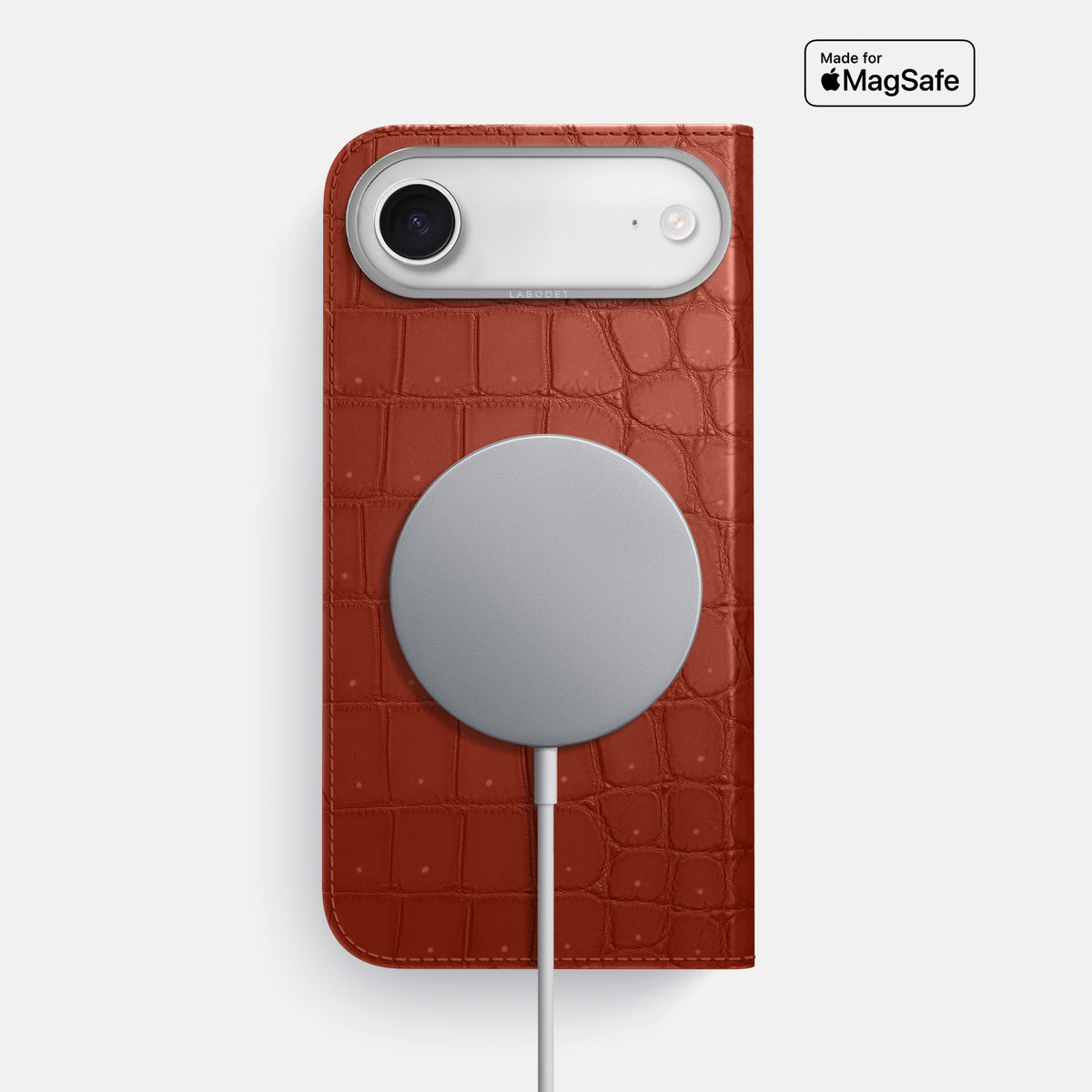Folio Case For iPhone 17 Air In Porosus Crocodile -3 | Mahogany-Brown-Steel
