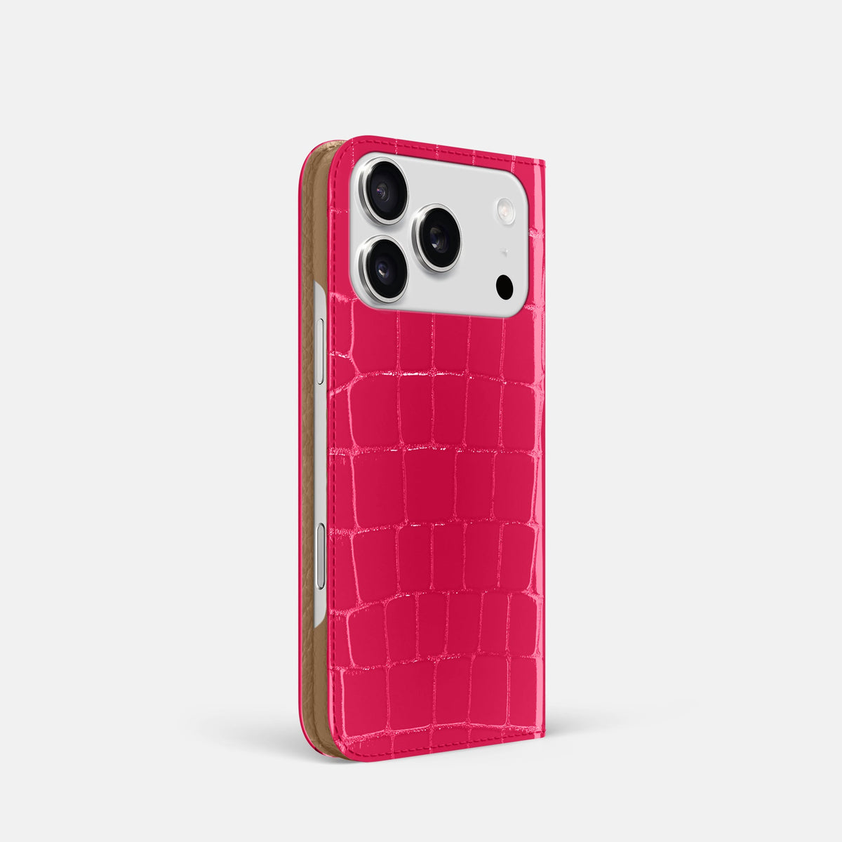 Folio Slim Case For iPhone 18 Pro In Shiny Alligator -1 | Pink-Panther