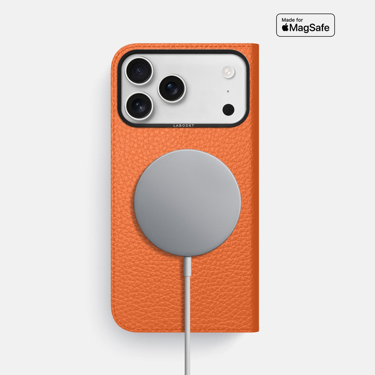 Folio Case For iPhone 18 Pro Max In Calf -3 | Orange-Black
