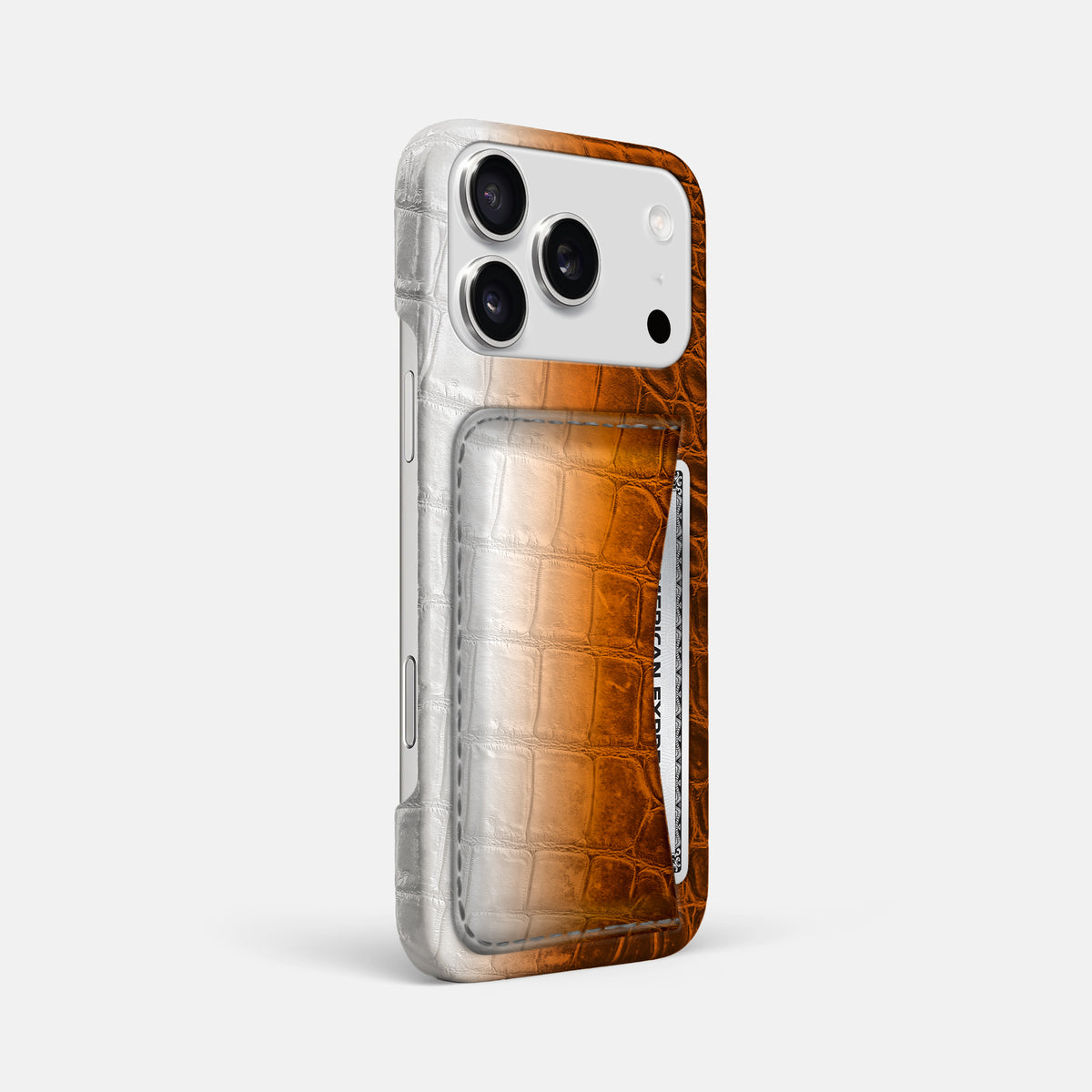 Slim Card Case For iPhone 17 Pro Max In Himalayan Crocodile -2 | Orange