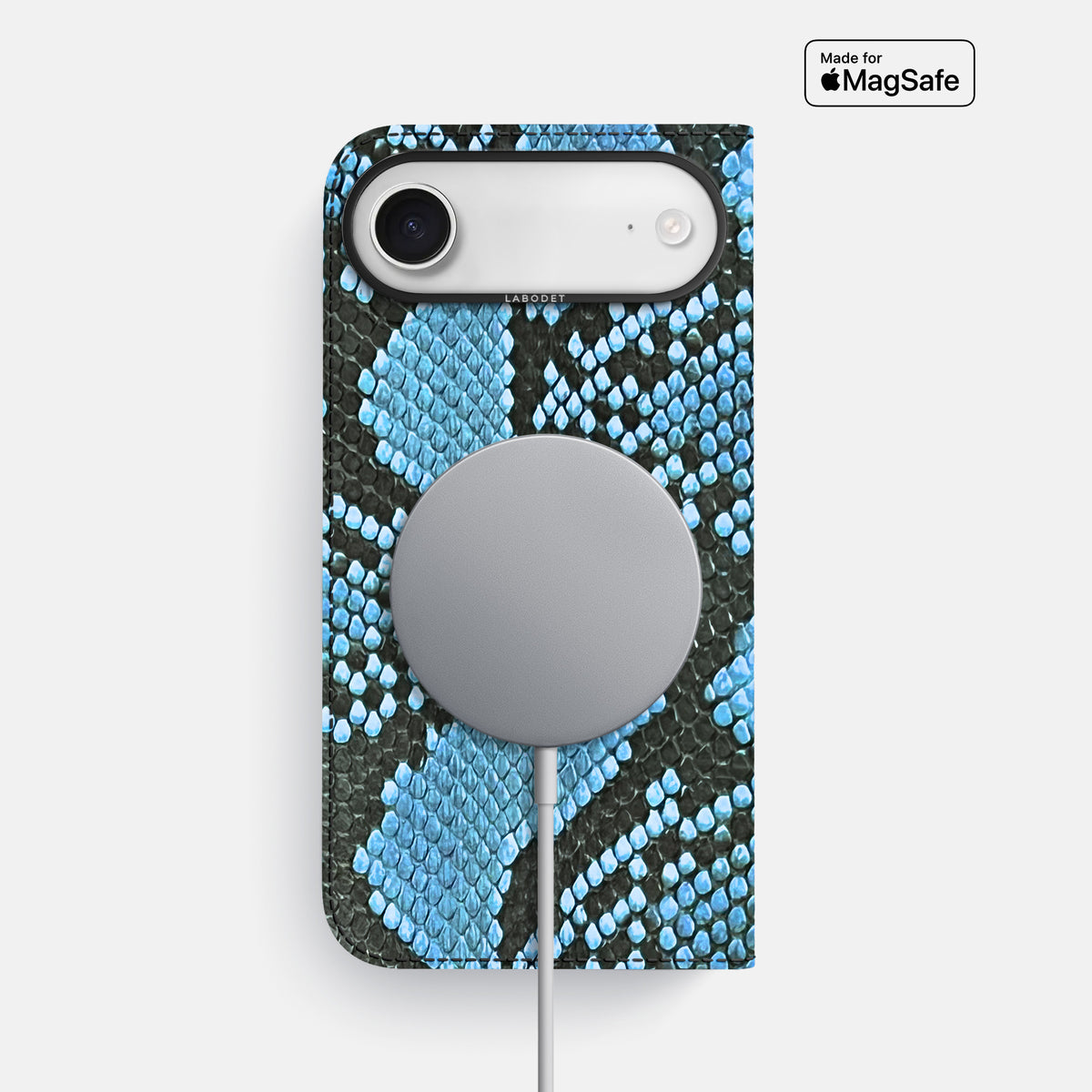 Folio Case For iPhone 17 Air In Deluxe Python -3 | Pacific-Blue-Black