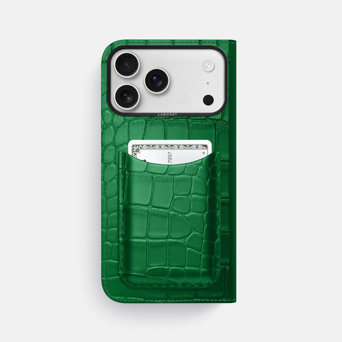 Folio Case with Card For iPhone 18 Pro Max In Alligator -3 | Forest-Green-Black