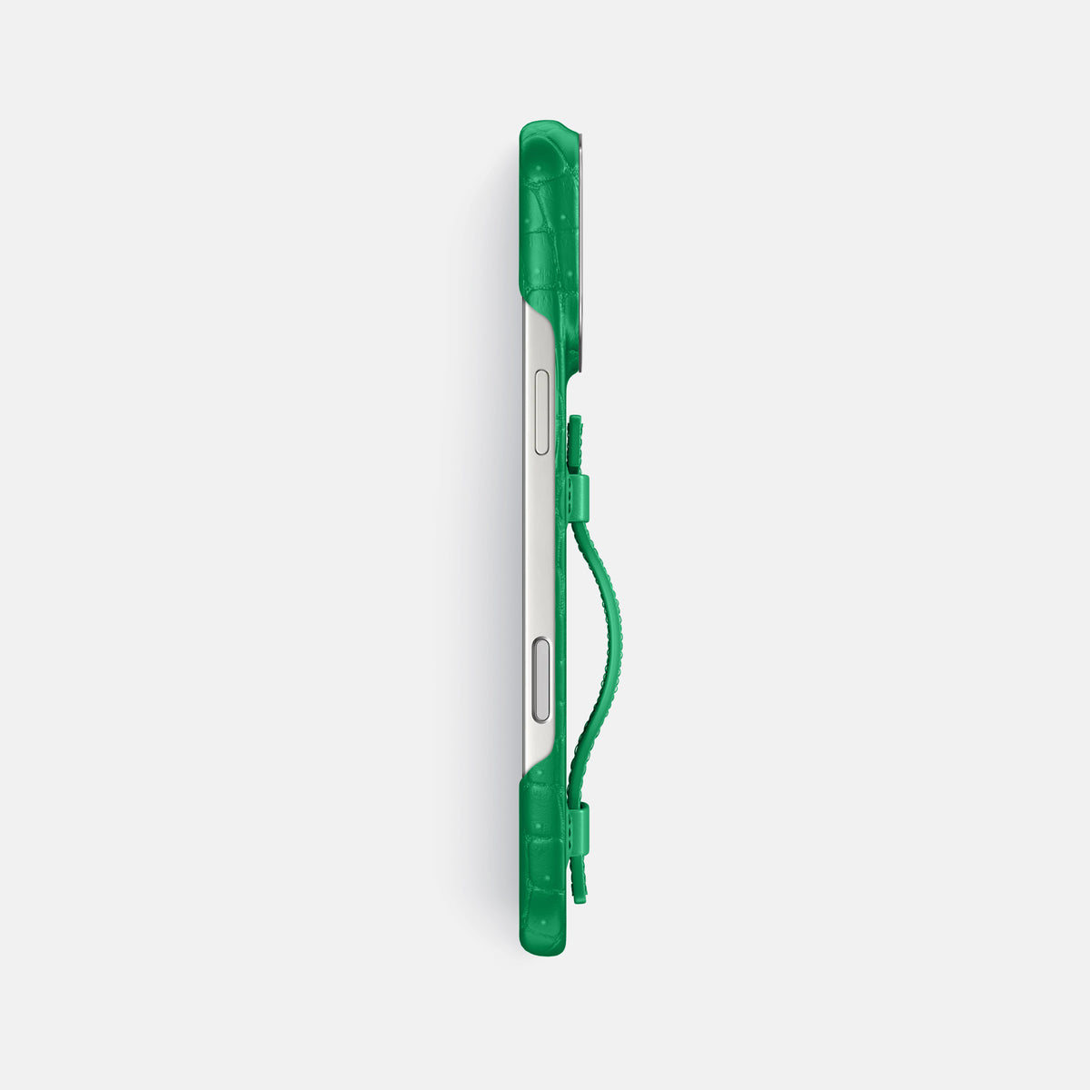 Handle Case For iPhone 17 Pro Max In Porosus Crocodile -3 | Cactus-Green-Steel