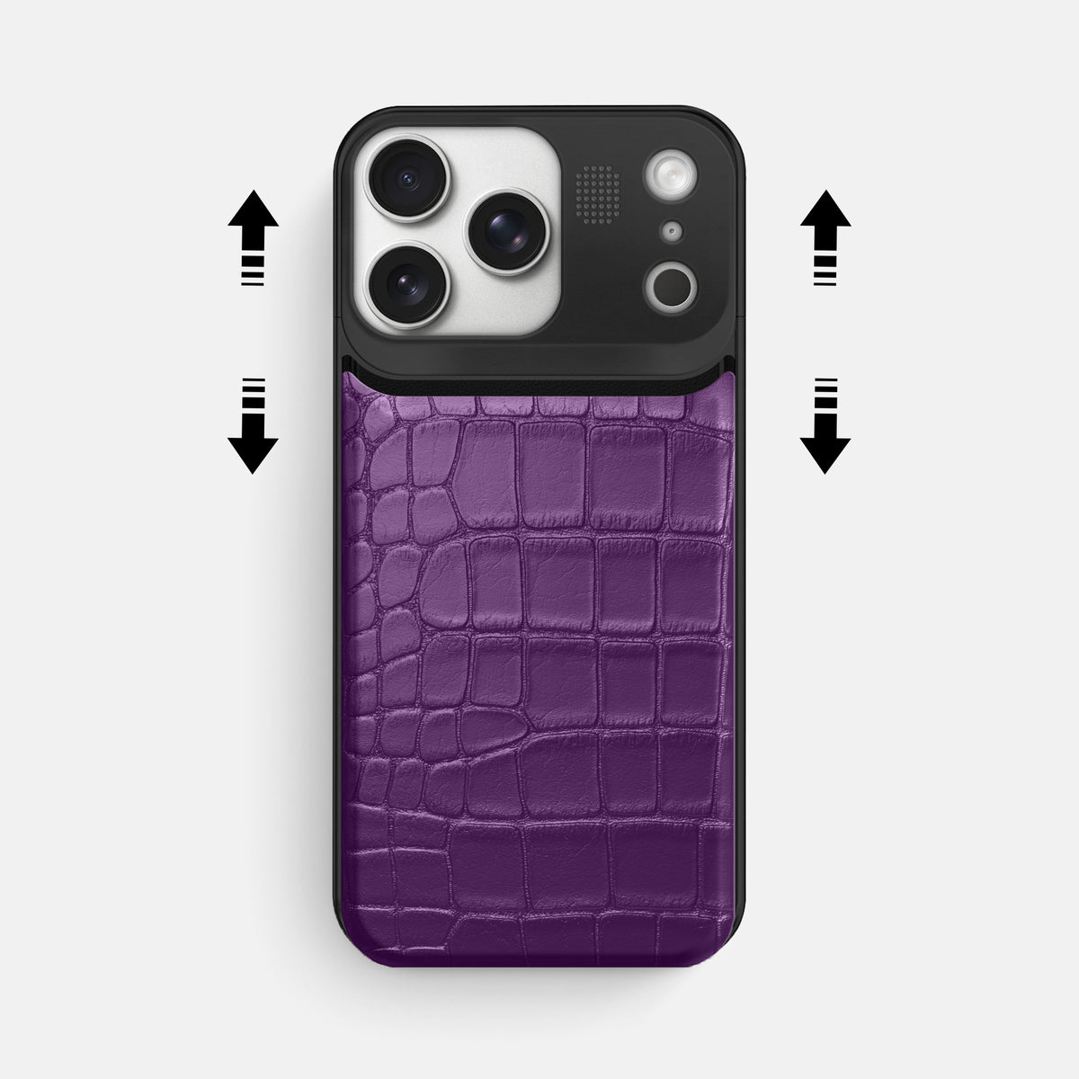 Metal Case For iPhone 17 Pro Max In Alligator -2 | Purple-Black