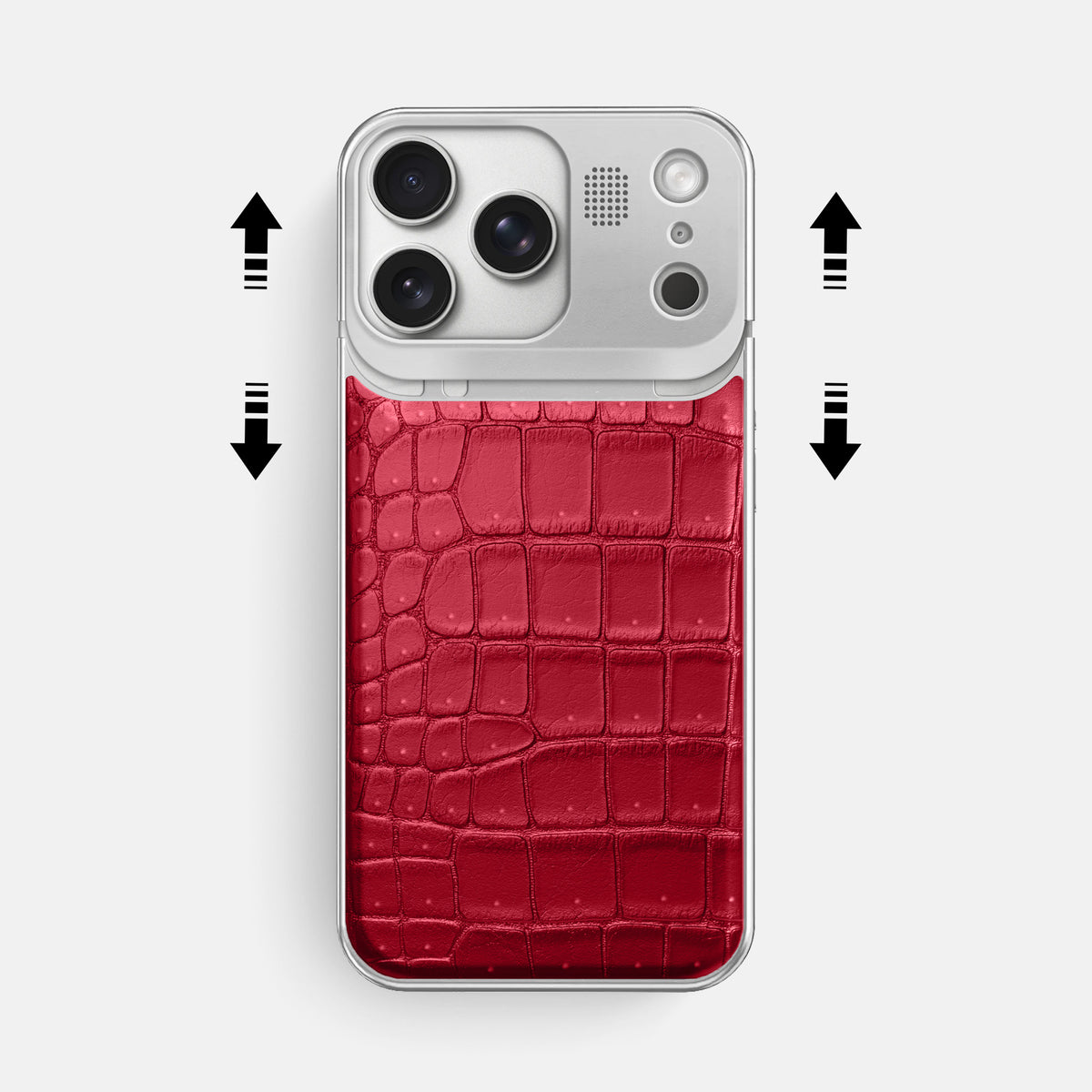 Metal Case For iPhone 17 Pro Max In Porosus Crocodile -2 | Burgundy-Steel