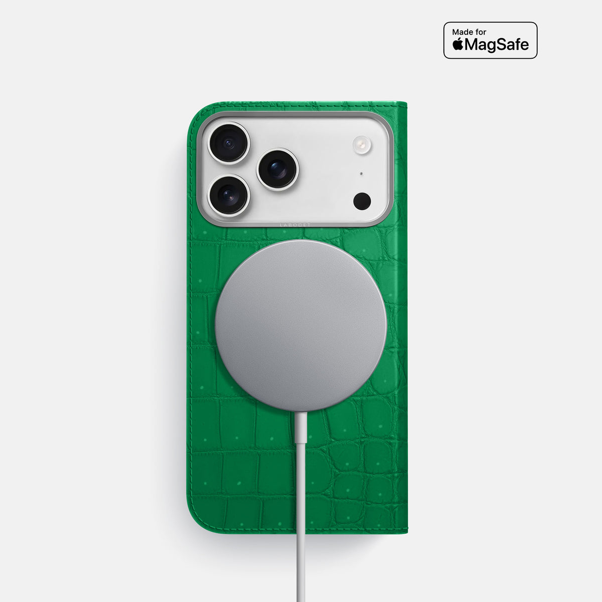 Folio Case For iPhone 17 Pro In Porosus Crocodile -3 | Cactus-Green-Steel