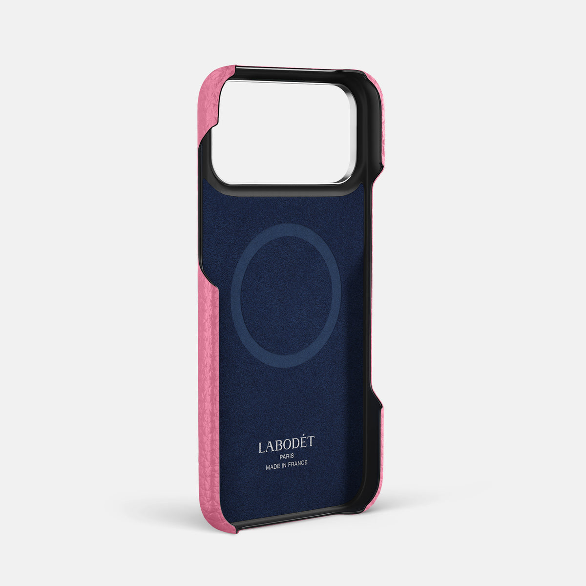 Center Handle For iPhone 17 Pro Max In Calf -3 | Pink-Steel