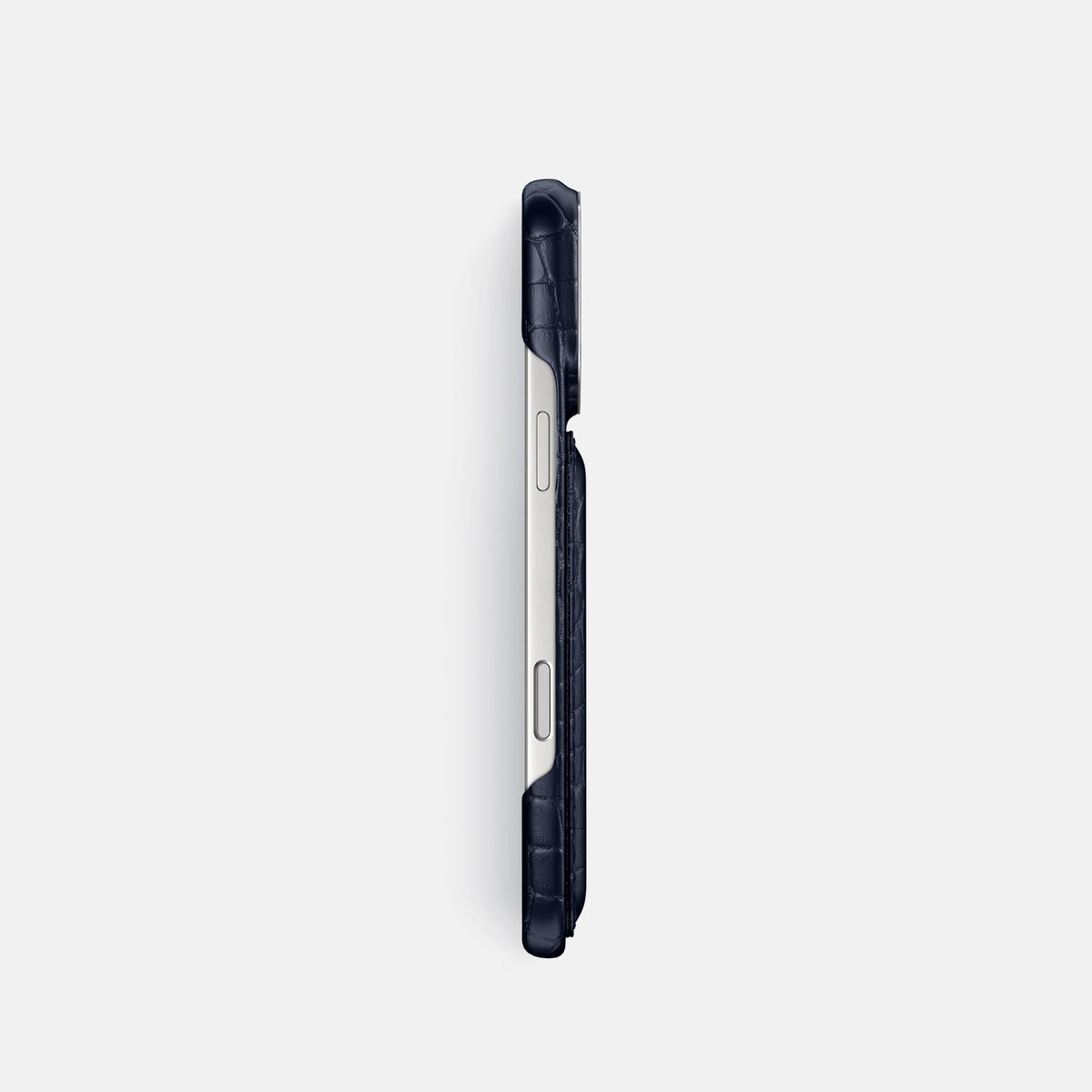 Double Card Case For iPhone 18 Pro In Alligator -3 | Navy-Blue-Steel