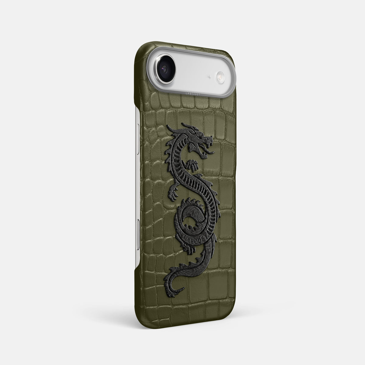 Classic Case With Carbon Dragon For iPhone 17 Air In Alligator -2 | Kaki-Green-Steel