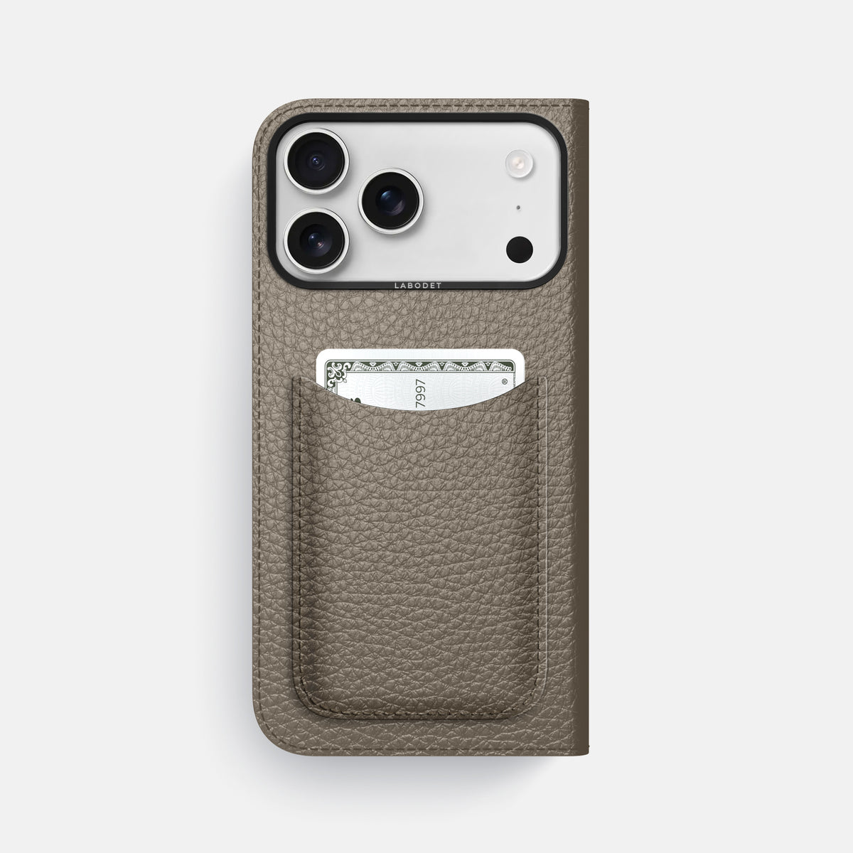 Folio Case with Card For iPhone 17 Pro Max In Calf -3 | Taupe-Black