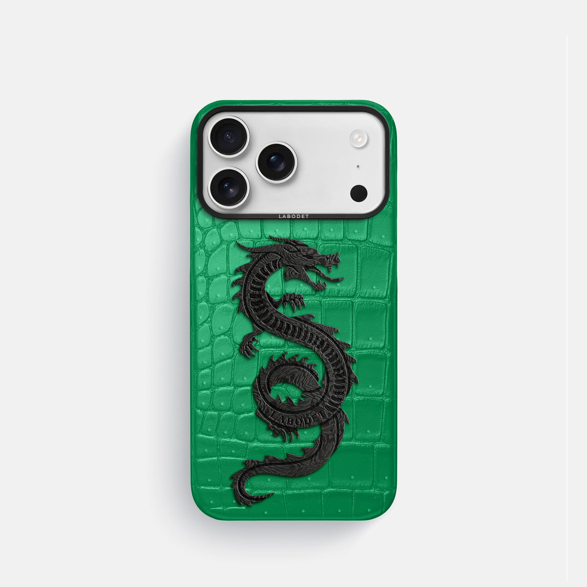 Classic Case With Carbon Dragon For iPhone 17 Pro In Porosus Crocodile -1 | Cactus-Green-Black