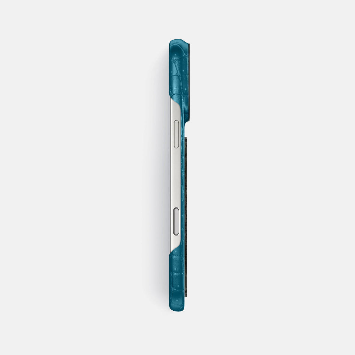 Classic Case With Carbon Dragon For iPhone 18 Pro Max In Porosus Crocodile -3 | Turquoise-Black