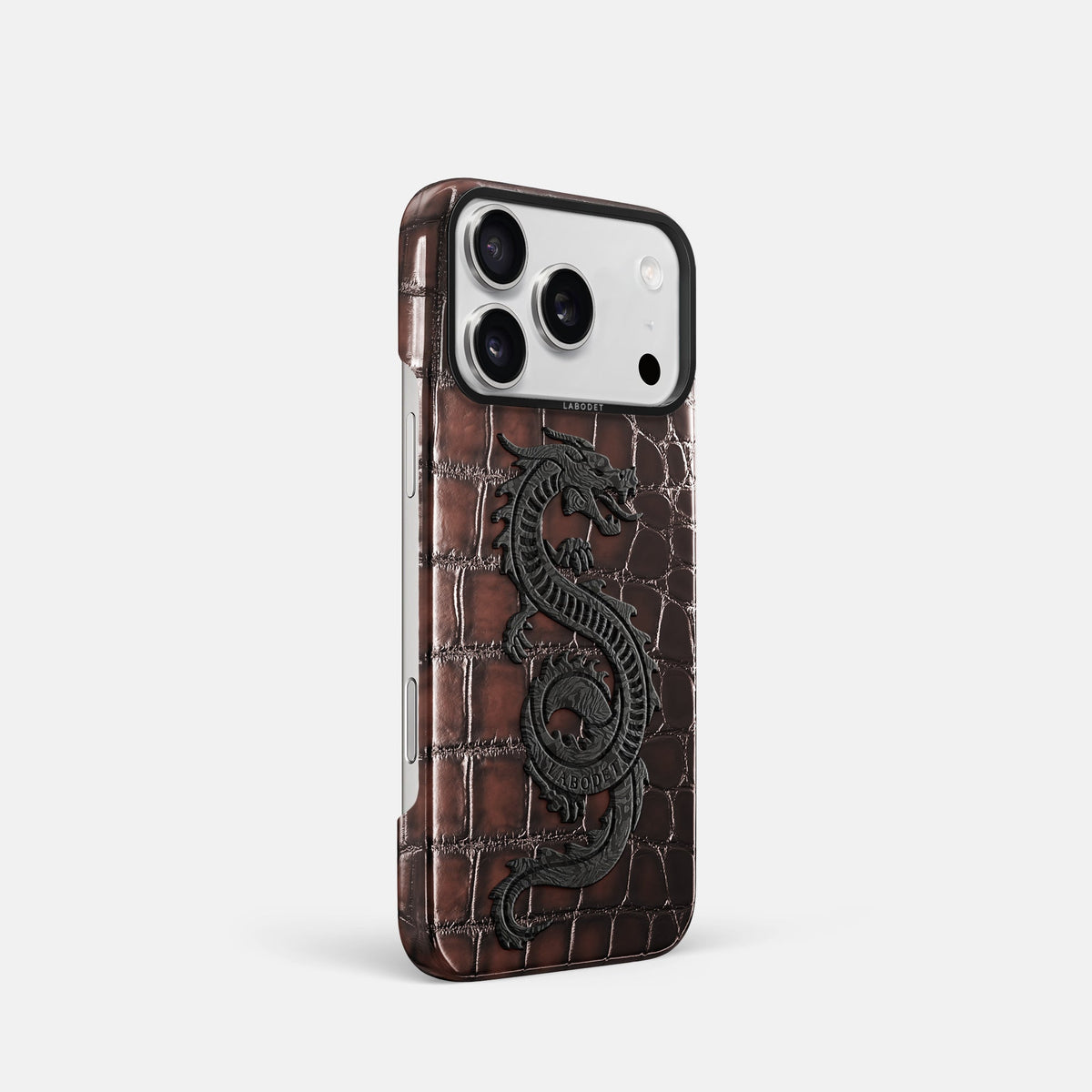 Classic Case With Carbon Dragon For iPhone 18 Pro In Patina Alligator -2 | Havana-Brown-Black