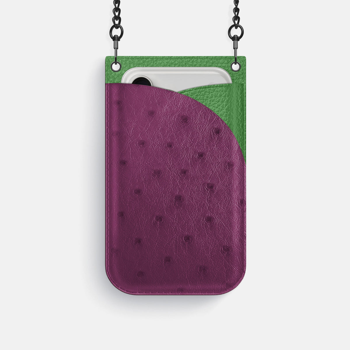 Crossbody Bag For iPhone 18 Pro In Ostrich -1 | Purple-Black