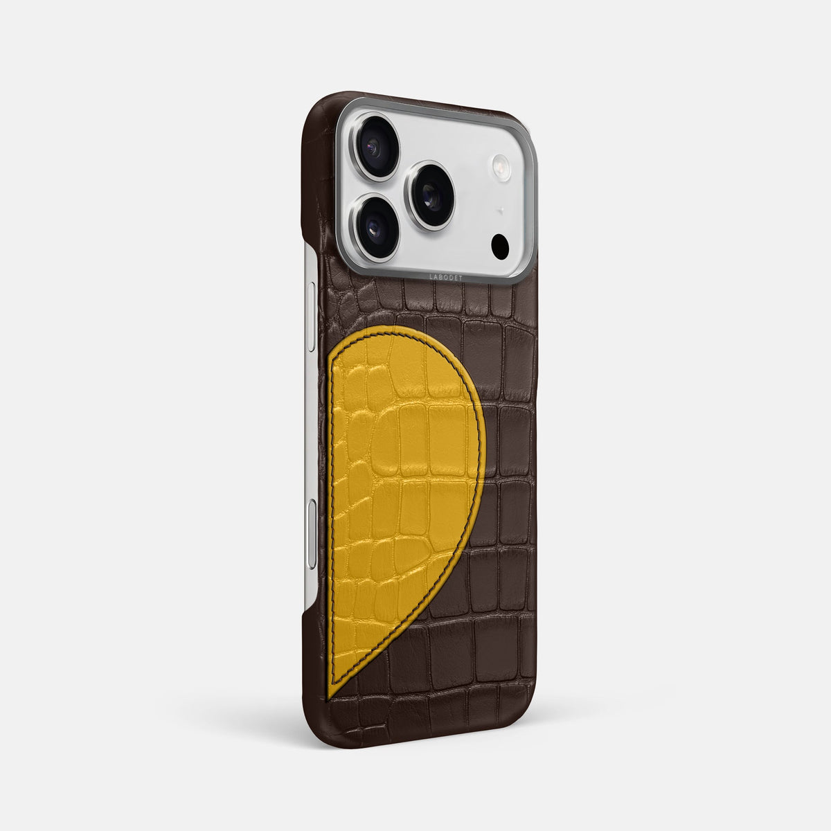 Classic Case With Half Heart - Right For iPhone 18 Pro Max In Alligator -2 | Dark-Brown-Steel