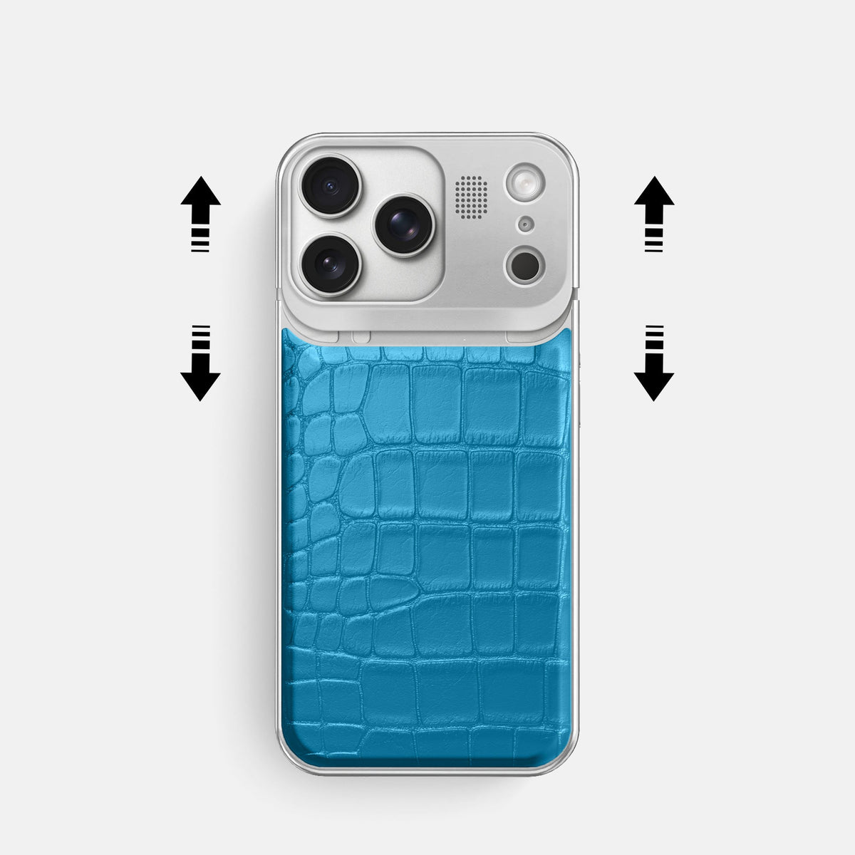 Metal Case For iPhone 18 Pro In Alligator -2 | Curaçao-Blue-Steel