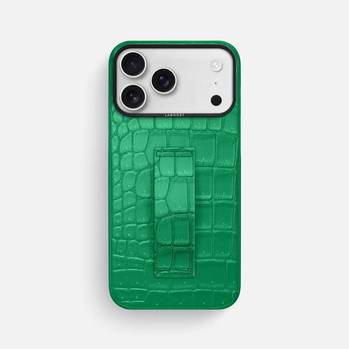 Finger Case For iPhone 18 Pro Max In Porosus Crocodile -1 | Cactus-Green-Black