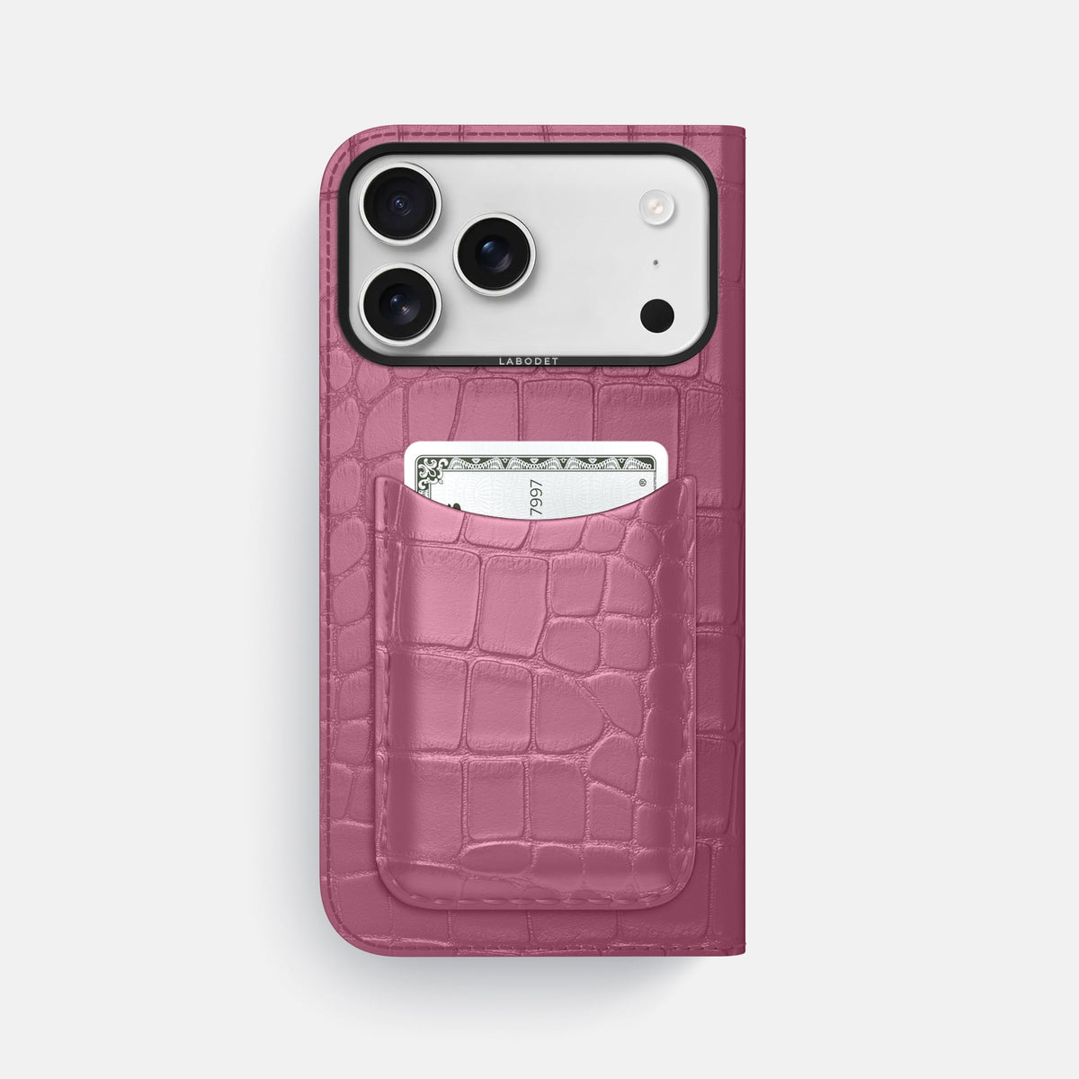 Folio Case with Card For iPhone 18 Pro Max In Alligator -3 | Pink-Lagoon-Black