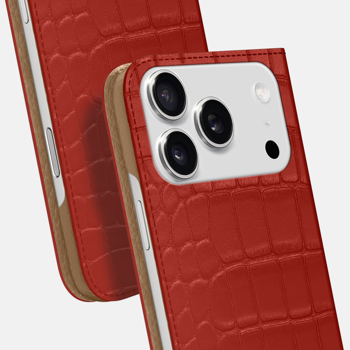 Folio Slim Case For iPhone 18 Pro Max In Alligator -5 | Red
