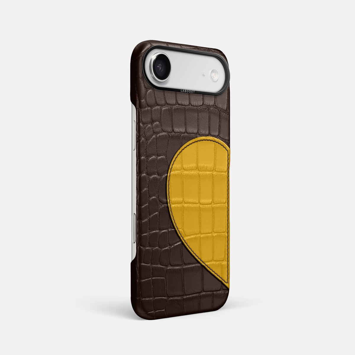 Classic Case With Half Heart - Left For iPhone 17 Air In Alligator -2 | Dark-Brown-Black