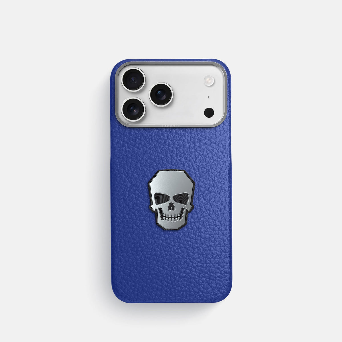 Classic Case With Titanium Skull For iPhone 18 Pro In Calf -1 | Royal-Blue-Steel