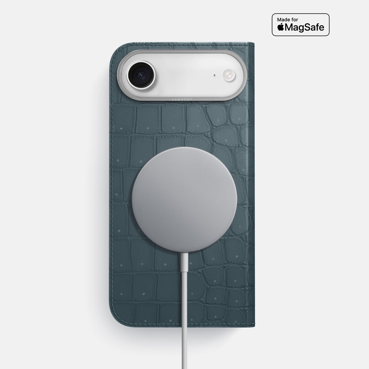 Folio Case For iPhone 17 Air In Porosus Crocodile -3 | Denim-Steel