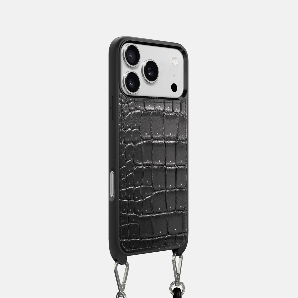 Crossbody Sport Case For iPhone 17 Pro In Porosus Crocodile -2 | Shiny-Black