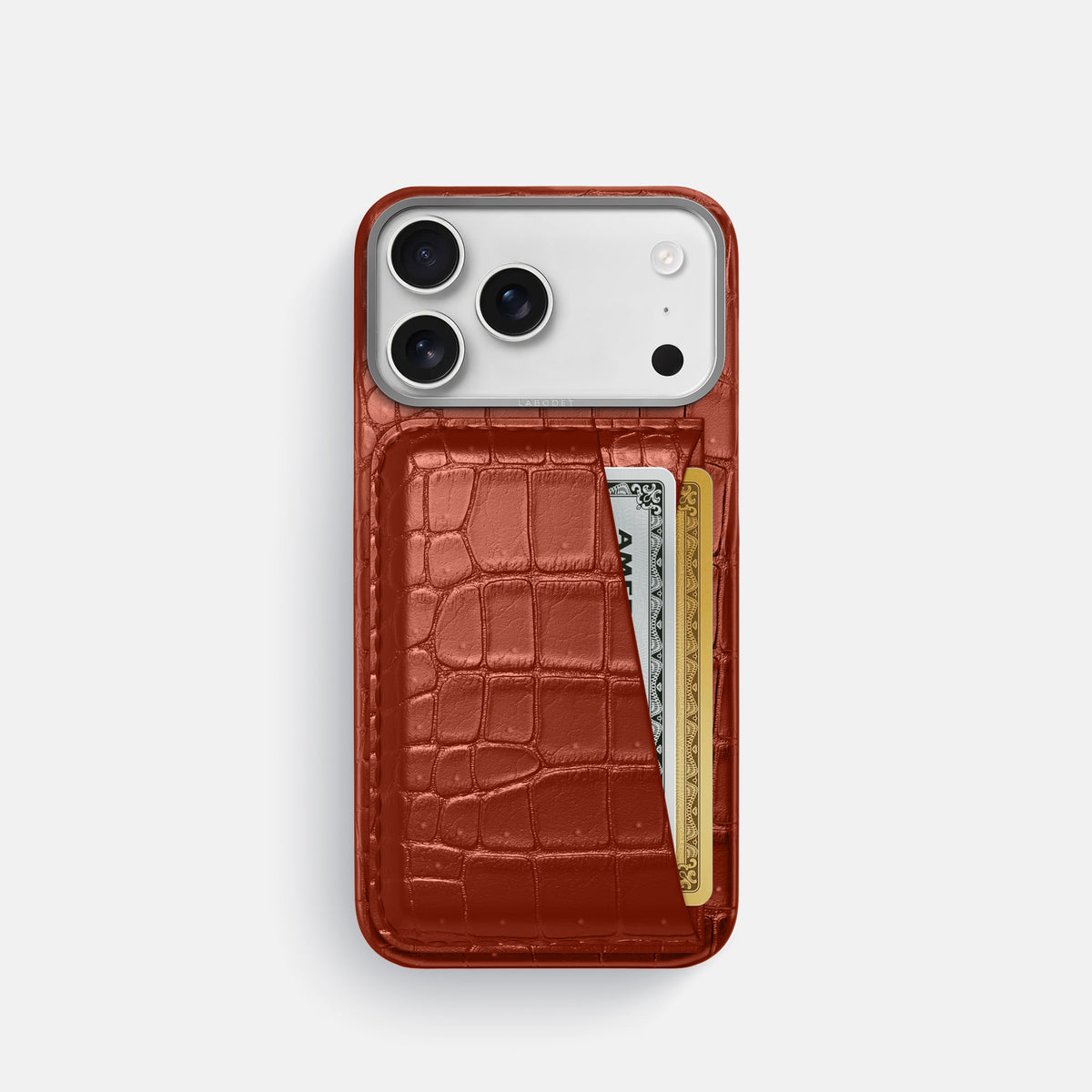 Double Card Case For iPhone 17 Pro In Porosus Crocodile -1 | Nuts-Steel