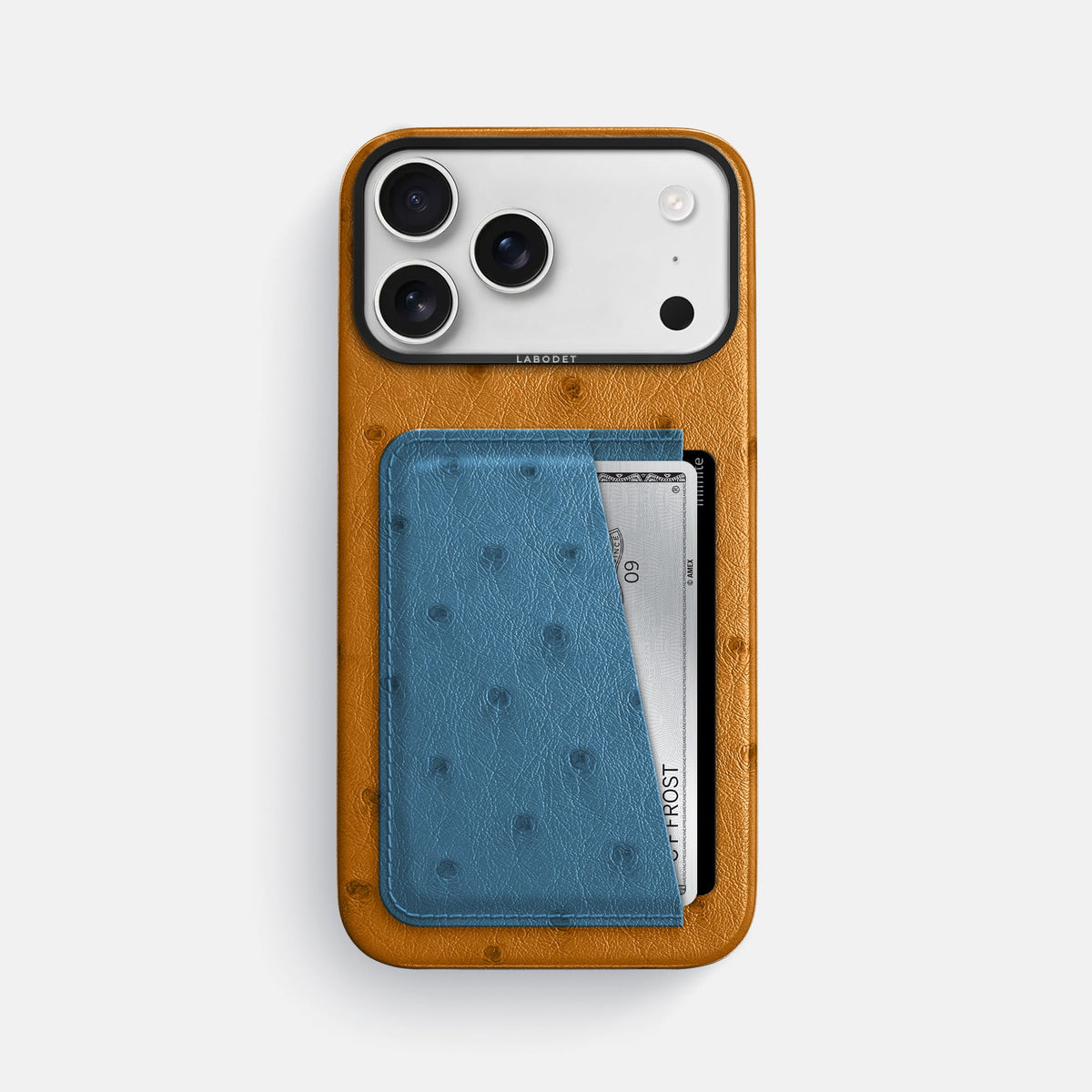Double Card Case Coloré For iPhone 18 Pro Max In Ostrich -1 | Chestnut-Black