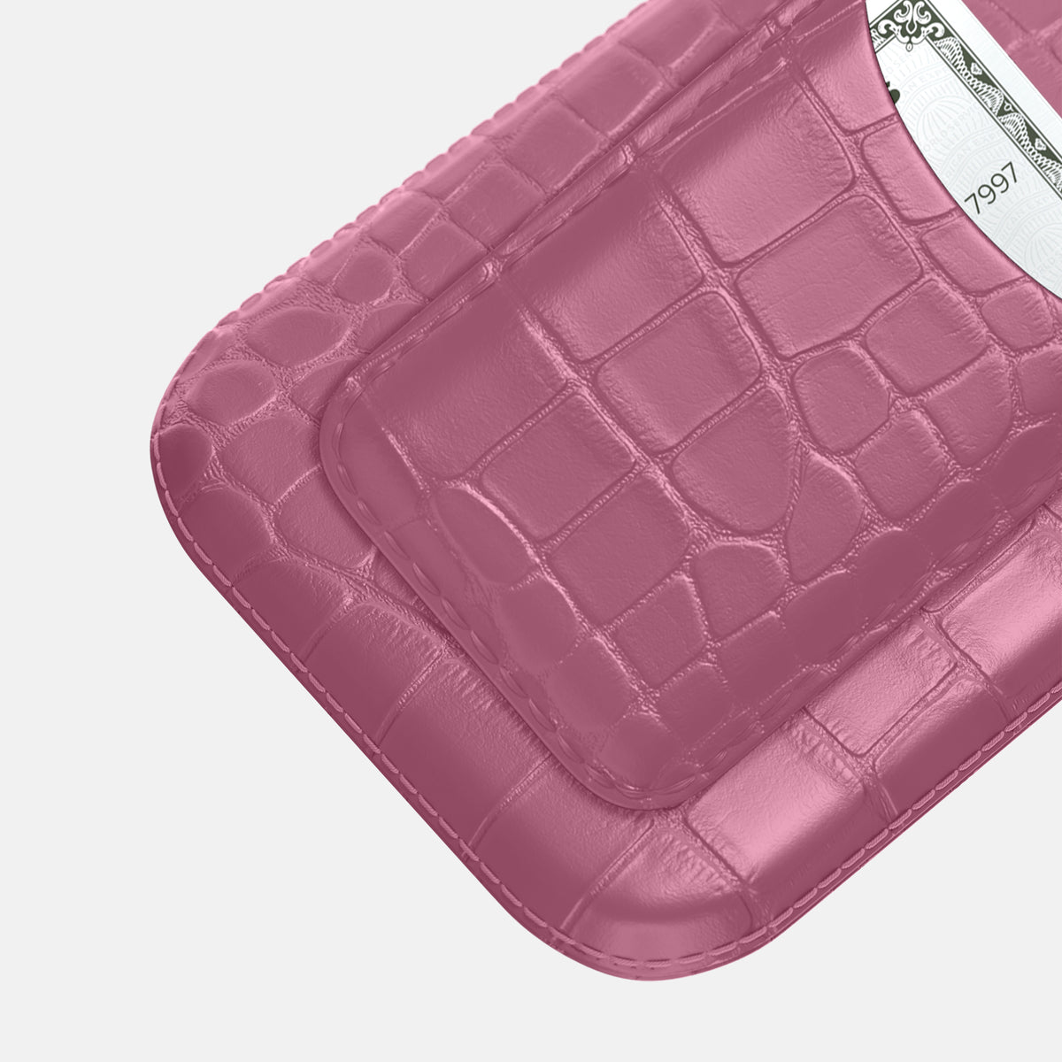 Pouch Card Case For iPhone 17 Pro Max In Alligator -3 | Pink-Lagoon