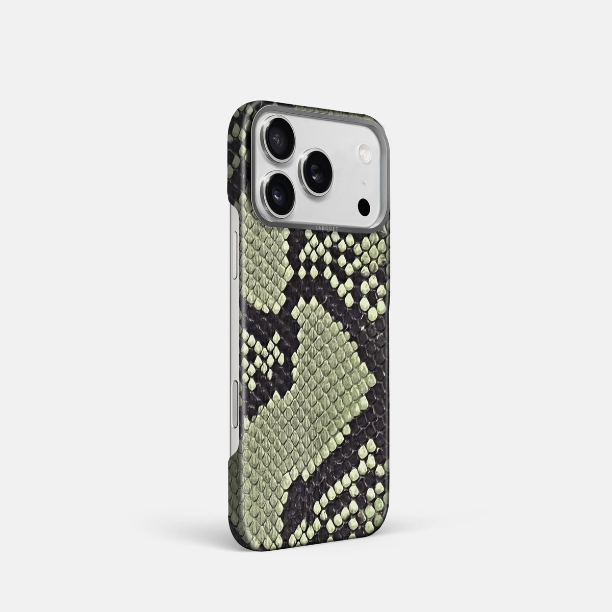 Classic Case For iPhone 18 Pro In Deluxe Python -2 | Army-Green-Steel
