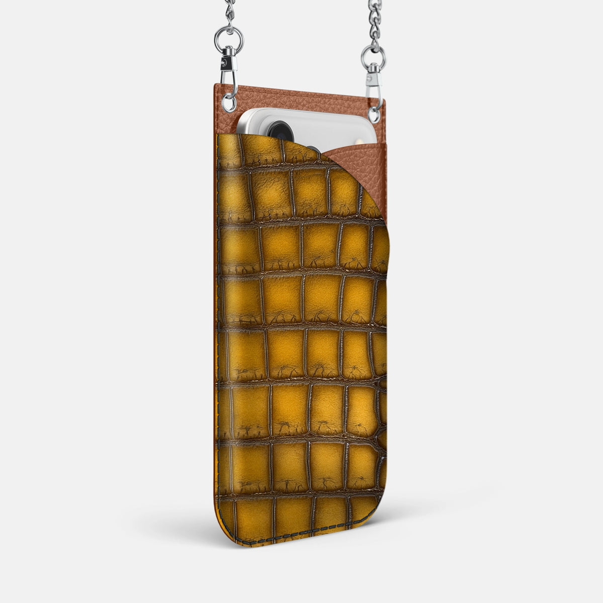 Crossbody Bag For iPhone 18 Pro Max In Patina Alligator -2 | Sydney-Steel