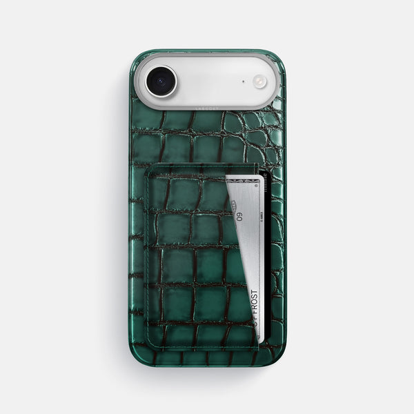Double Card Case For iPhone 17 Air In Patina Alligator