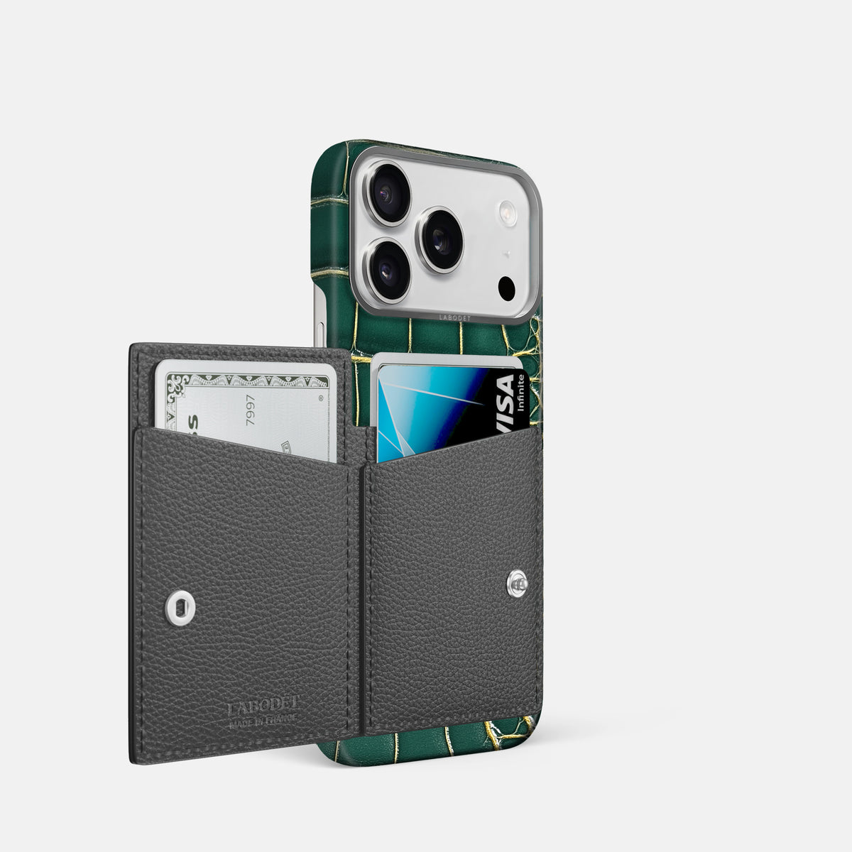 Bi-Fold Case For iPhone 17 Pro In Patina Alligator -2 | Cambridge-Steel