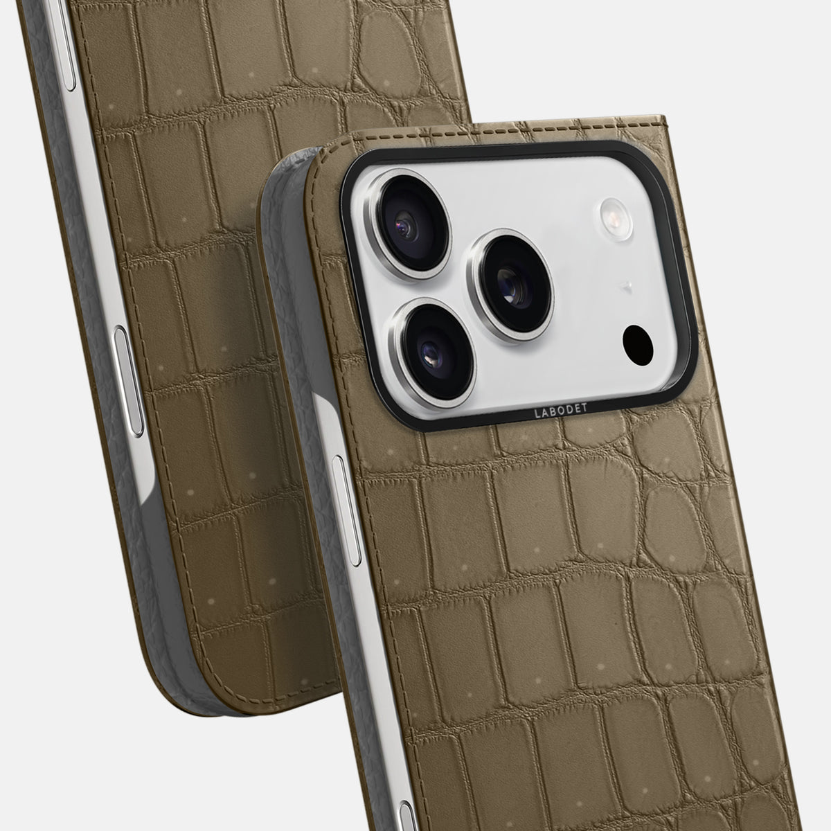 Folio Case For iPhone 17 Pro Max In Porosus Crocodile -5 | Kaki-Green-Black