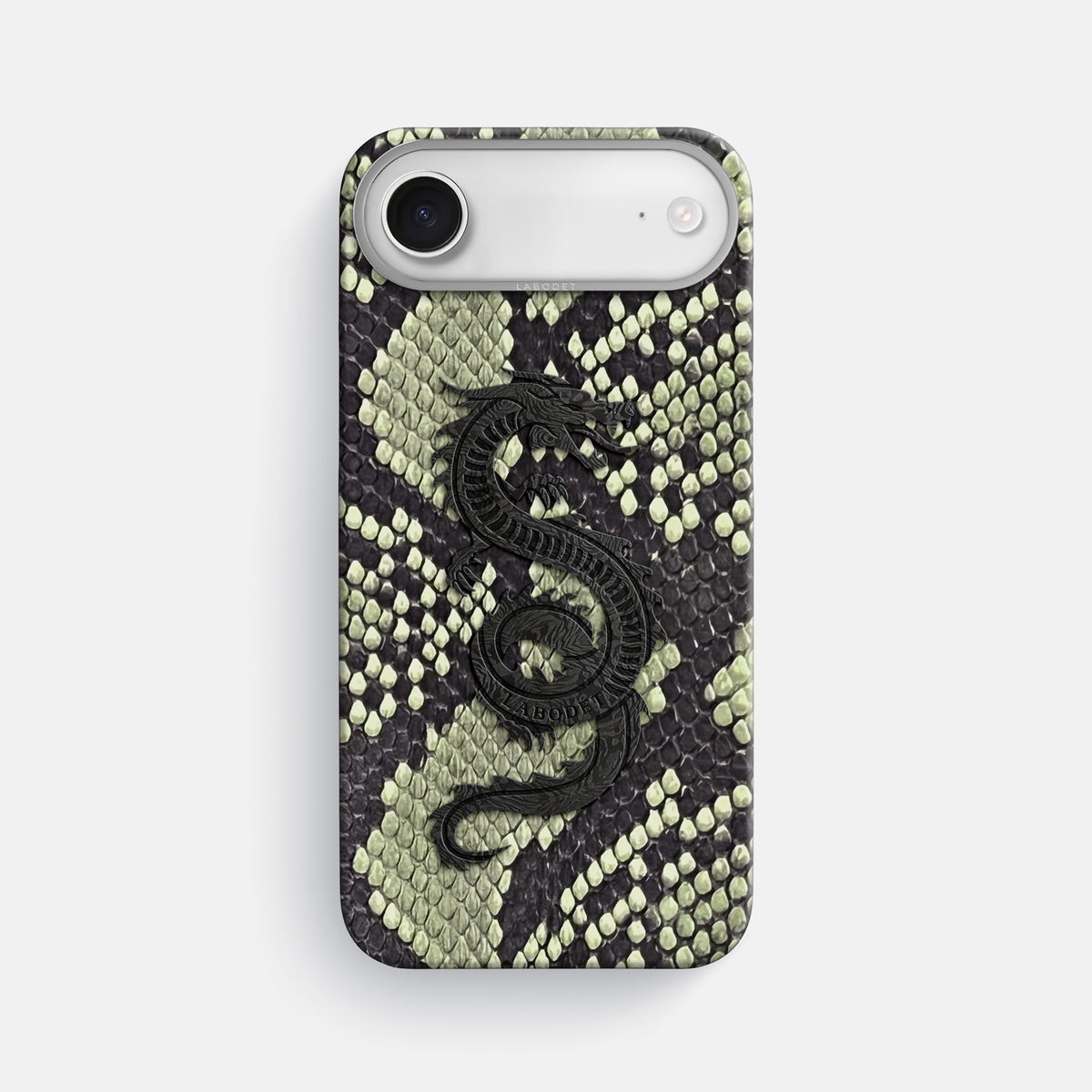 Classic Case With Carbon Dragon For iPhone 17 Air In Deluxe Python -1 | Army-Green-Steel